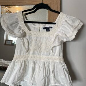 French Connection White Lace Blouse